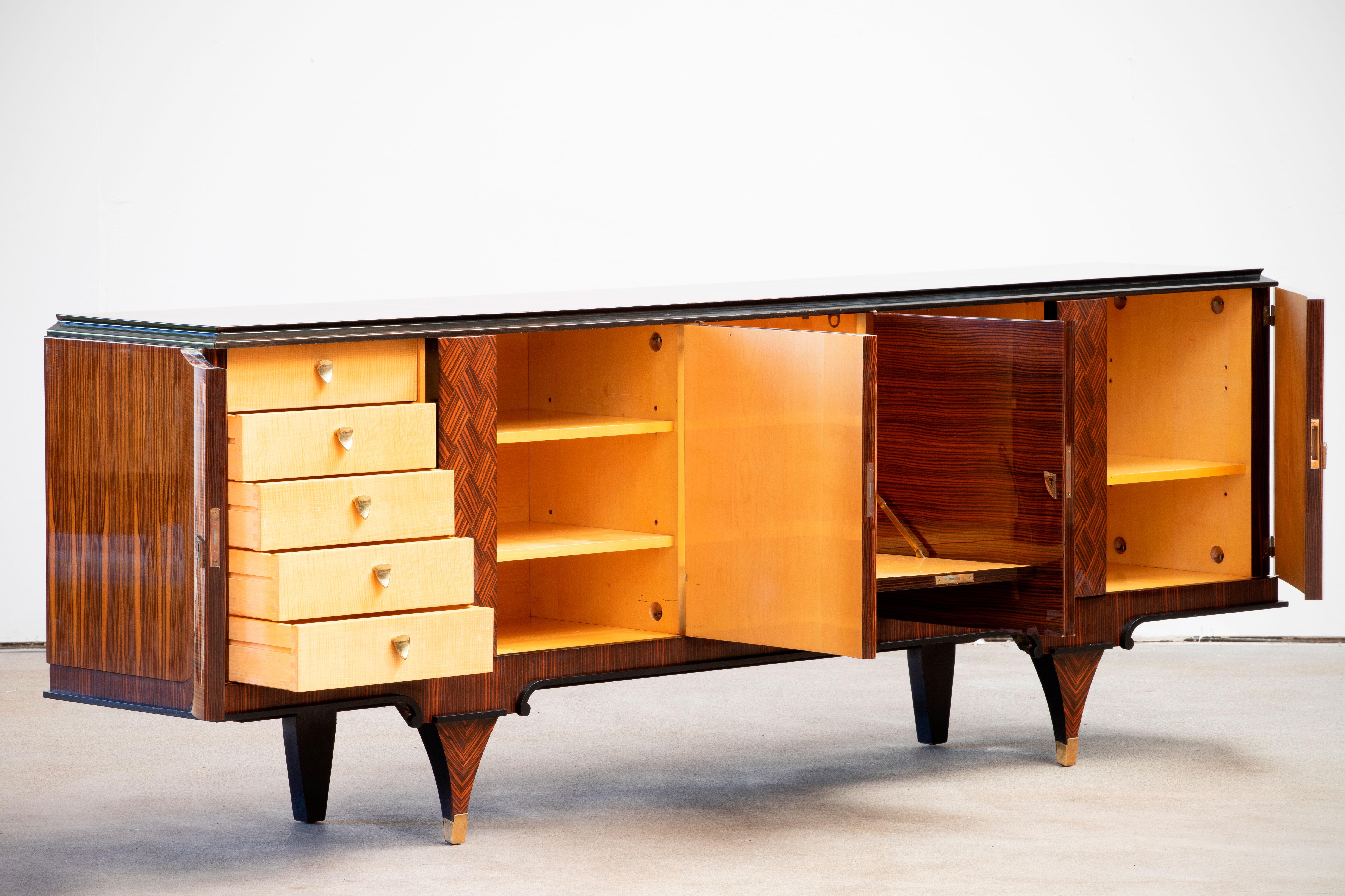 French Extra Large Art Deco Sideboard Macassar, 1940s 5