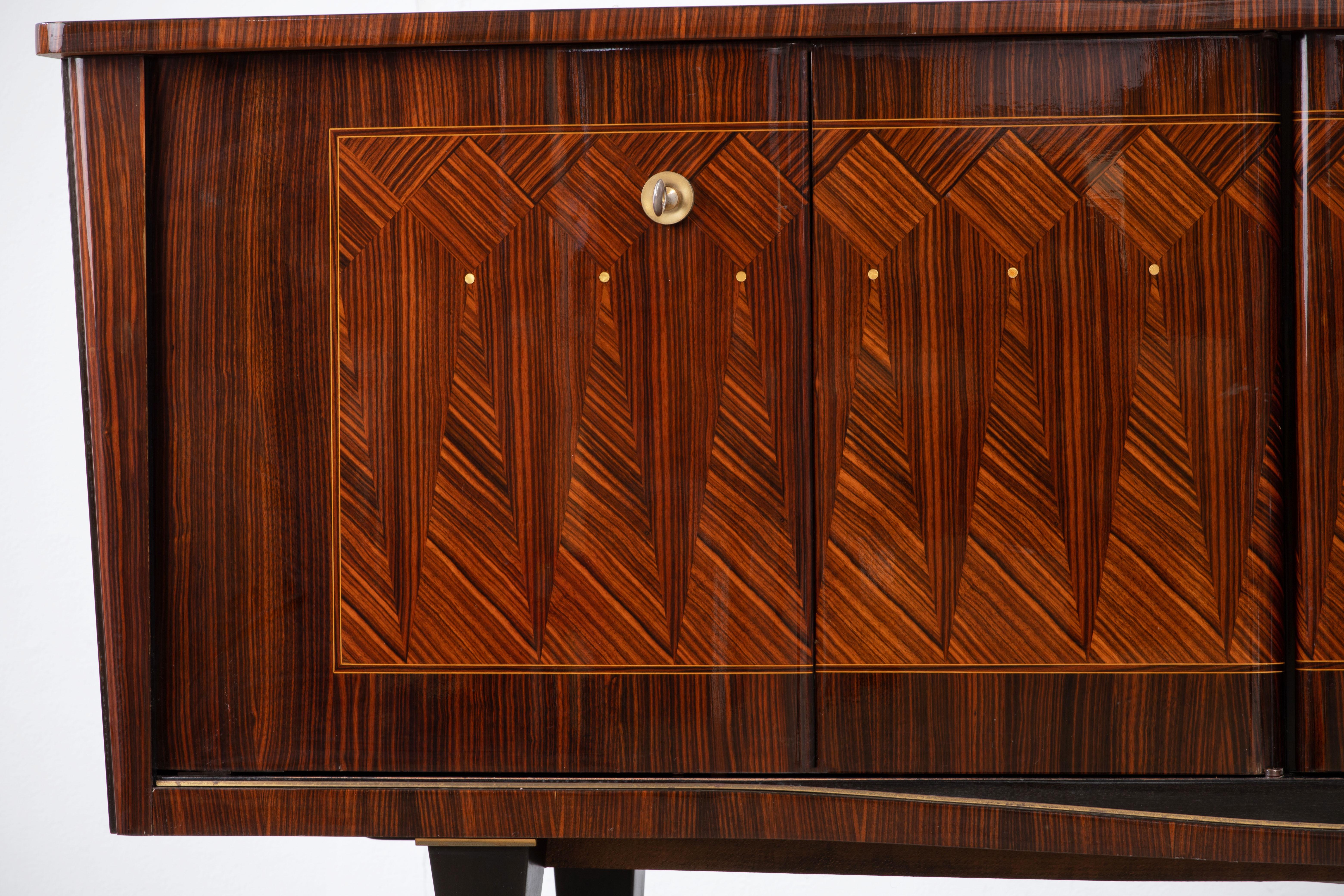 French Extra Large Art Deco Sideboard Macassar, 1940s 5