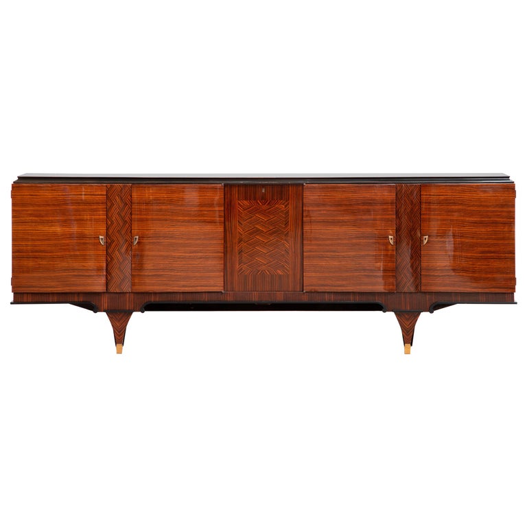 French Extra Large Art Deco Sideboard Macassar, 1940s For Sale