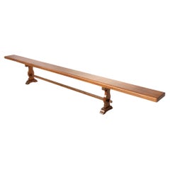 Banc de monastère français extra long en bois d'orme massif, vers 1850