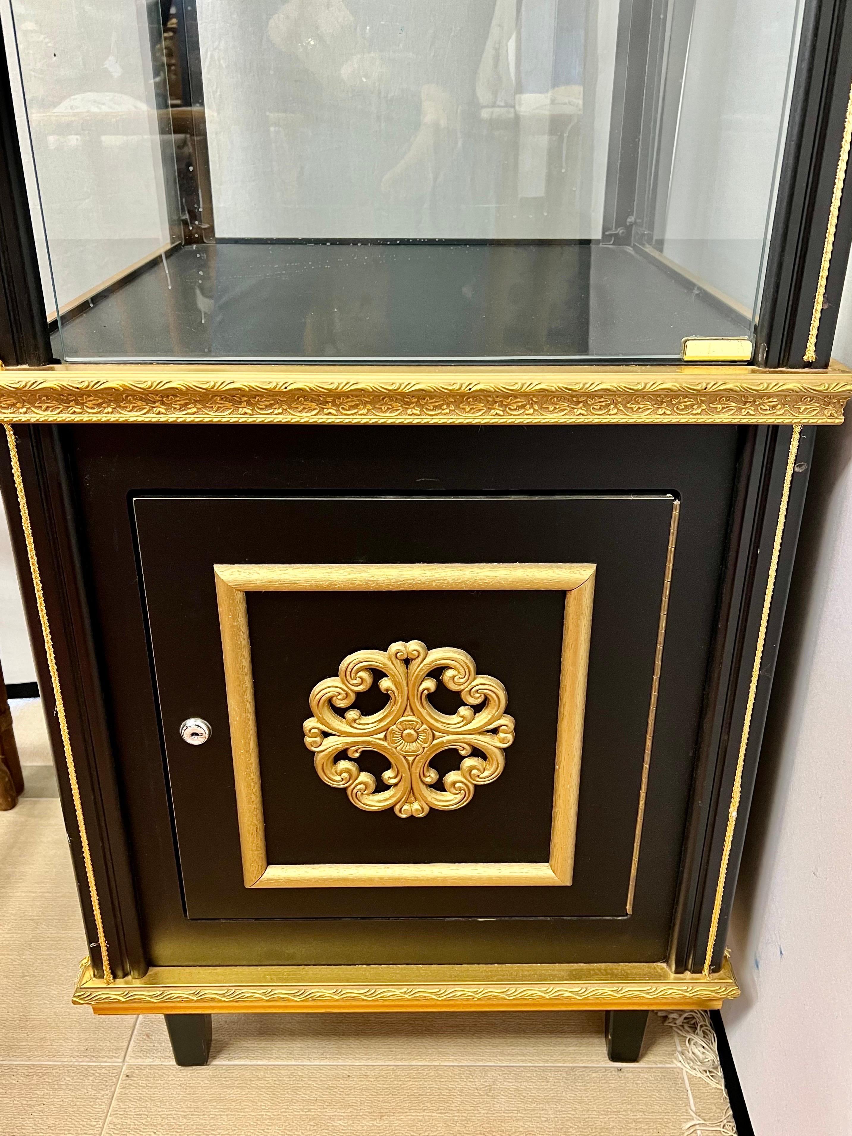 black and gold cabinets