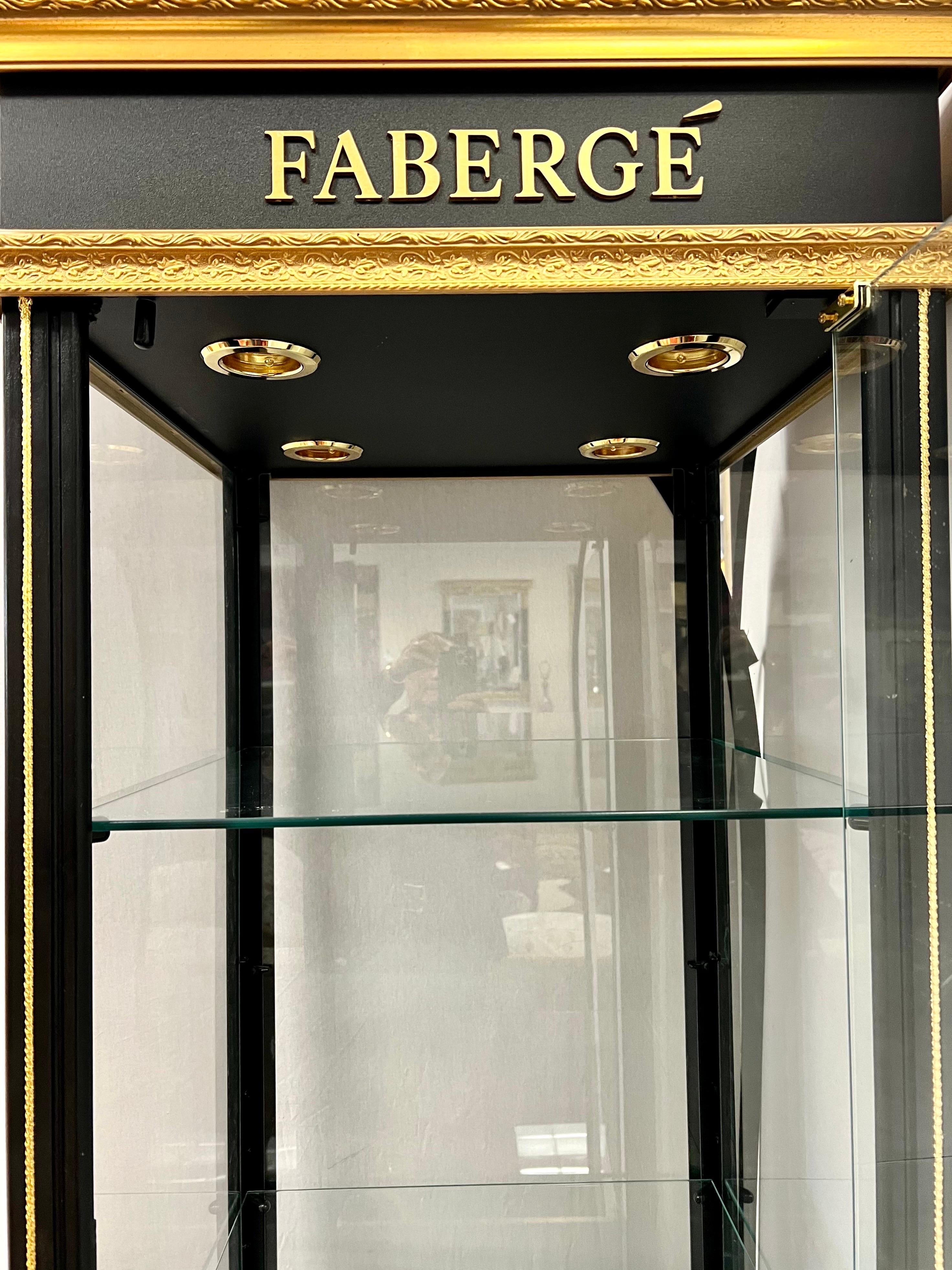 black and gold display cabinet