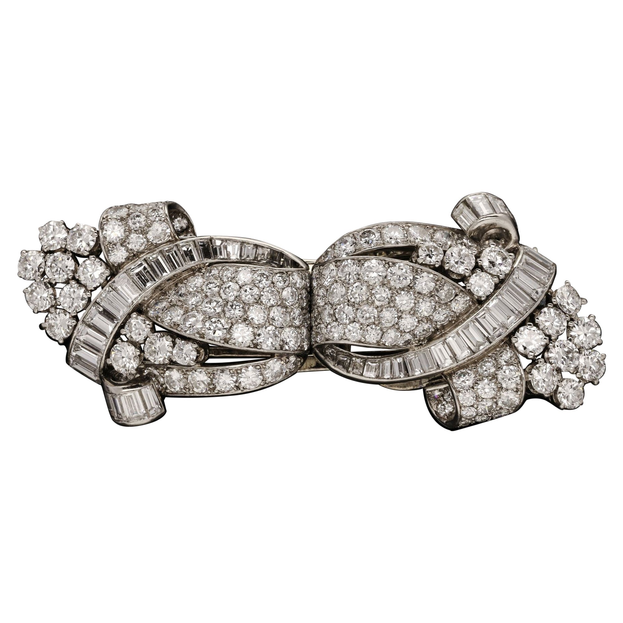 French Fabulous Diamond Double Clip Brooch, circa 1935