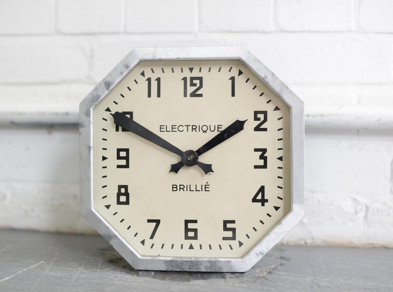 Early 20th Century French Factory Clocks by Brillie, circa 1920s