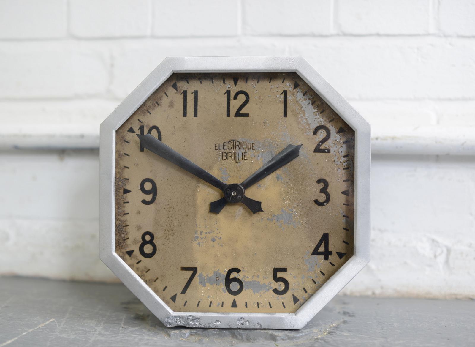 French Factory Clocks by Brillie, circa 1920s 1