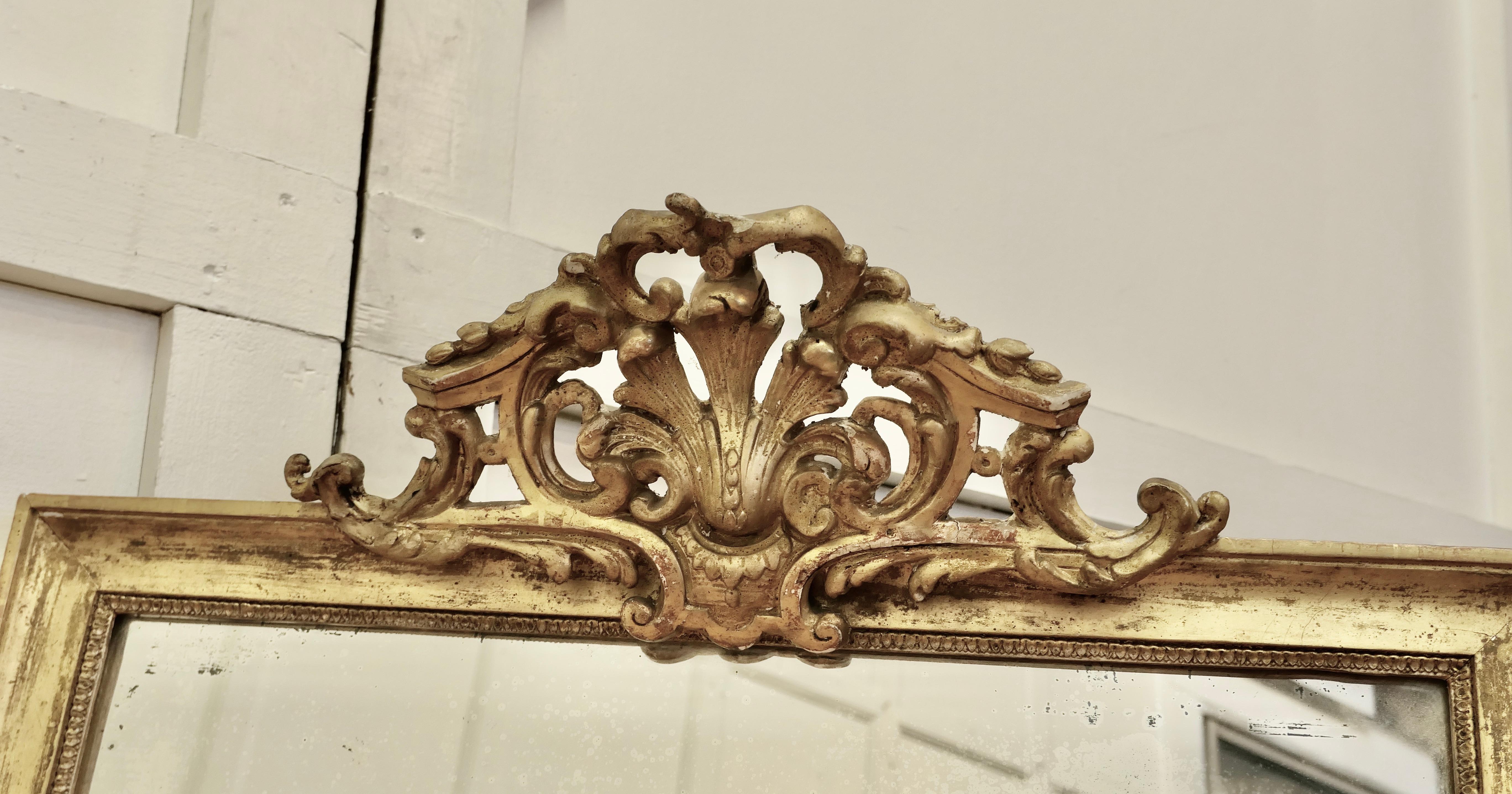 French Faded Pale Gilt Pier Mirror In Good Condition For Sale In Chillerton, Isle of Wight