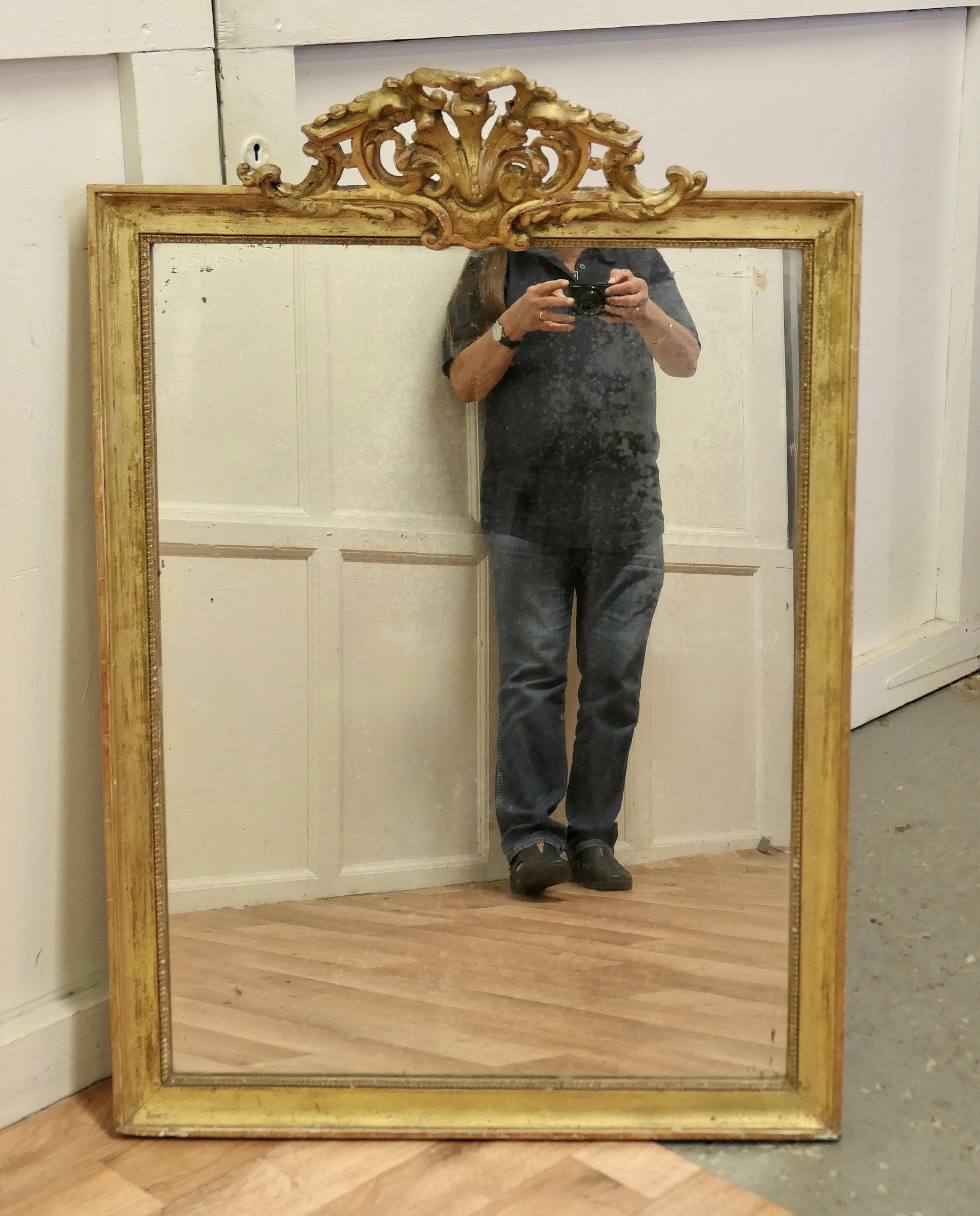 19th Century French Faded Pale Gilt Pier Mirror For Sale