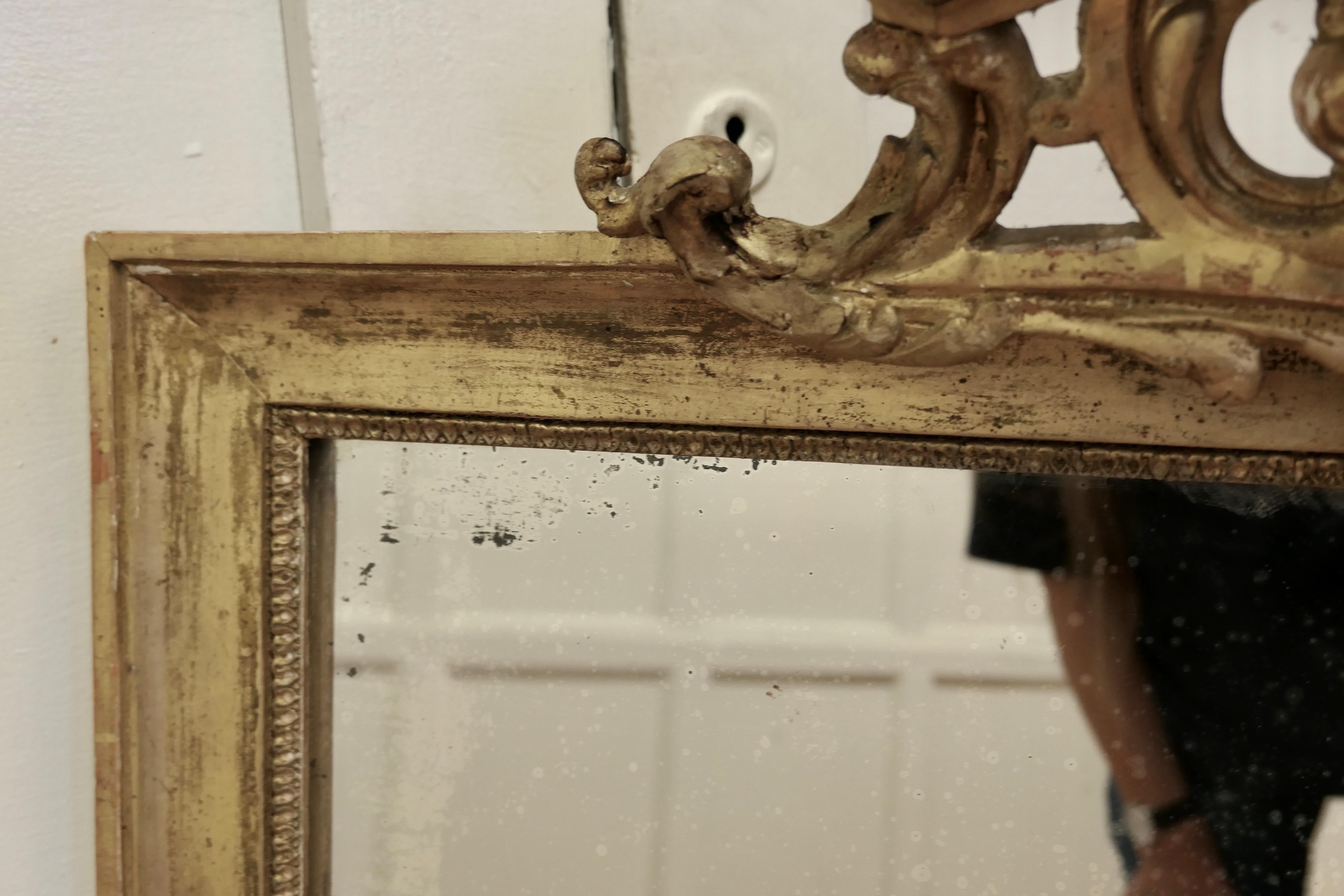 Giltwood French Faded Pale Gilt Pier Mirror For Sale