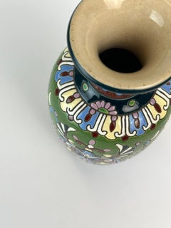 Vaso di Faience Art Nouveau francese, forma a balaustro, inizio XX secolo, Francia