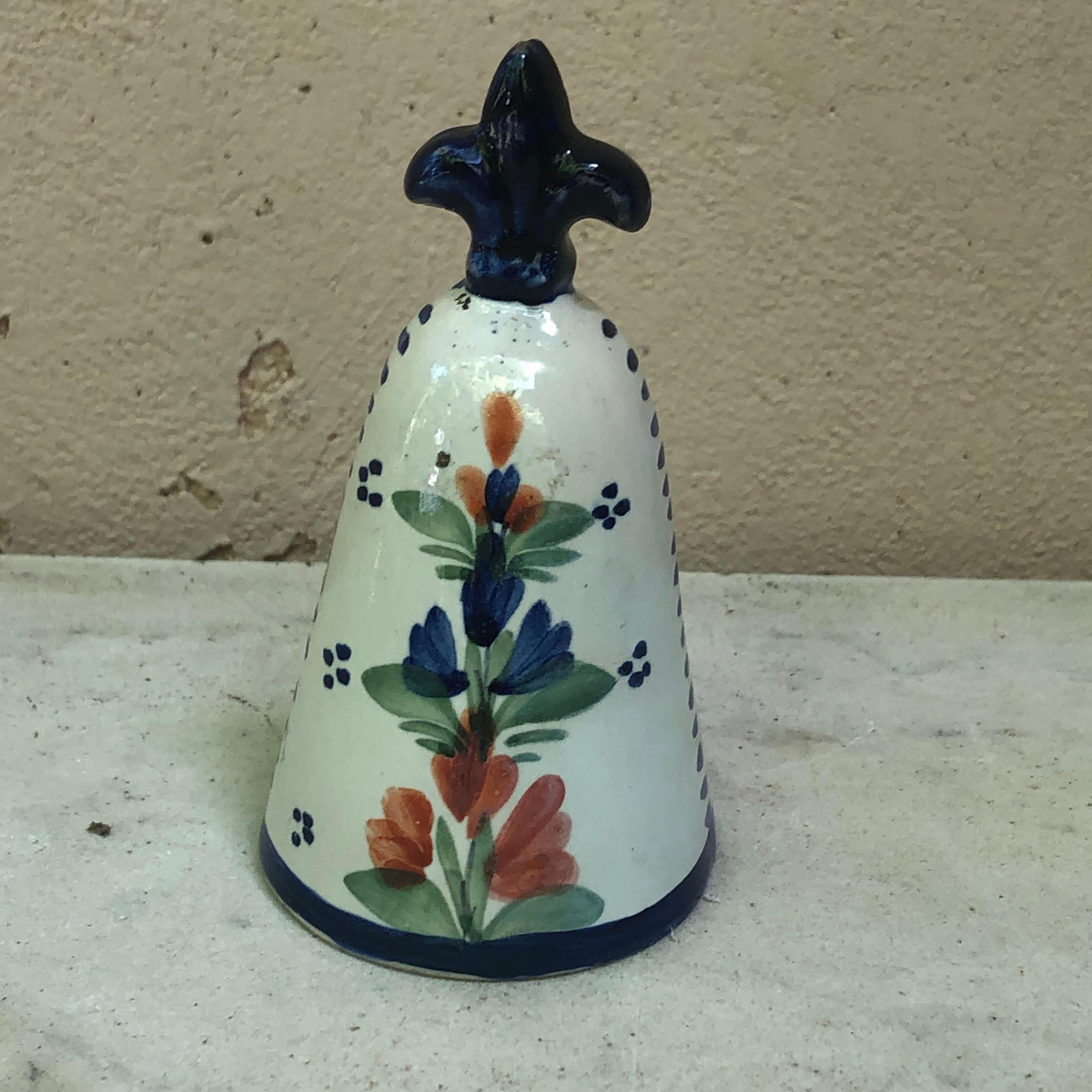 French Faience bell signed HB Quimper, Circa 1900.