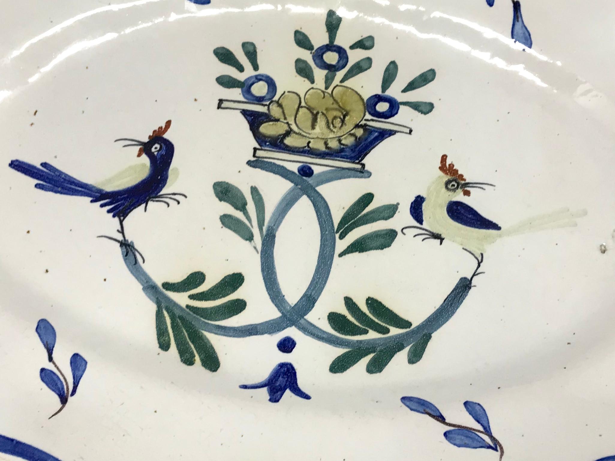 French Provincial French Faience Bird Platter 