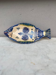 French Faience Blue & White Fish Platter Henriot Quimper, Circa 1930
