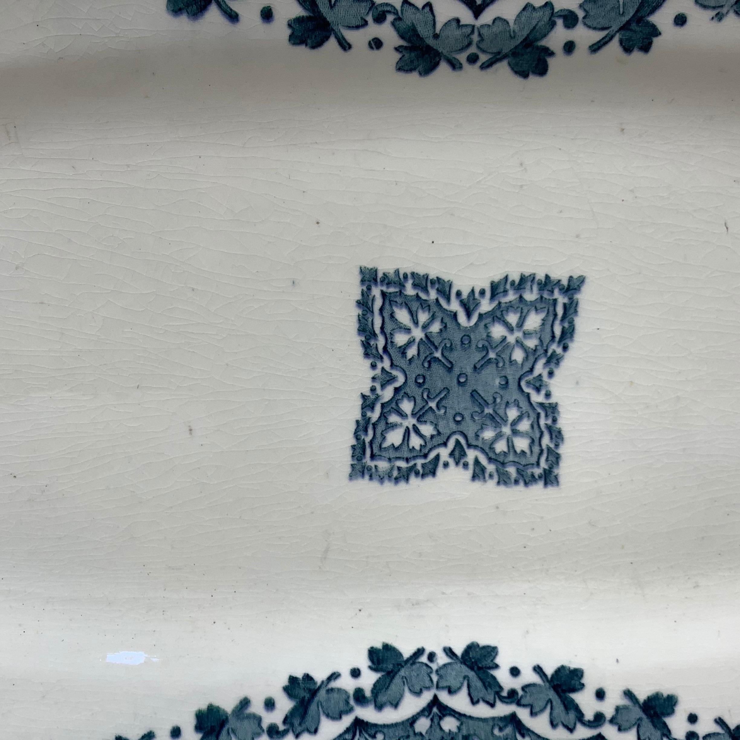 French Faience Blue and White Fish Platter Longwy, circa 1900 In Excellent Condition For Sale In Austin, TX