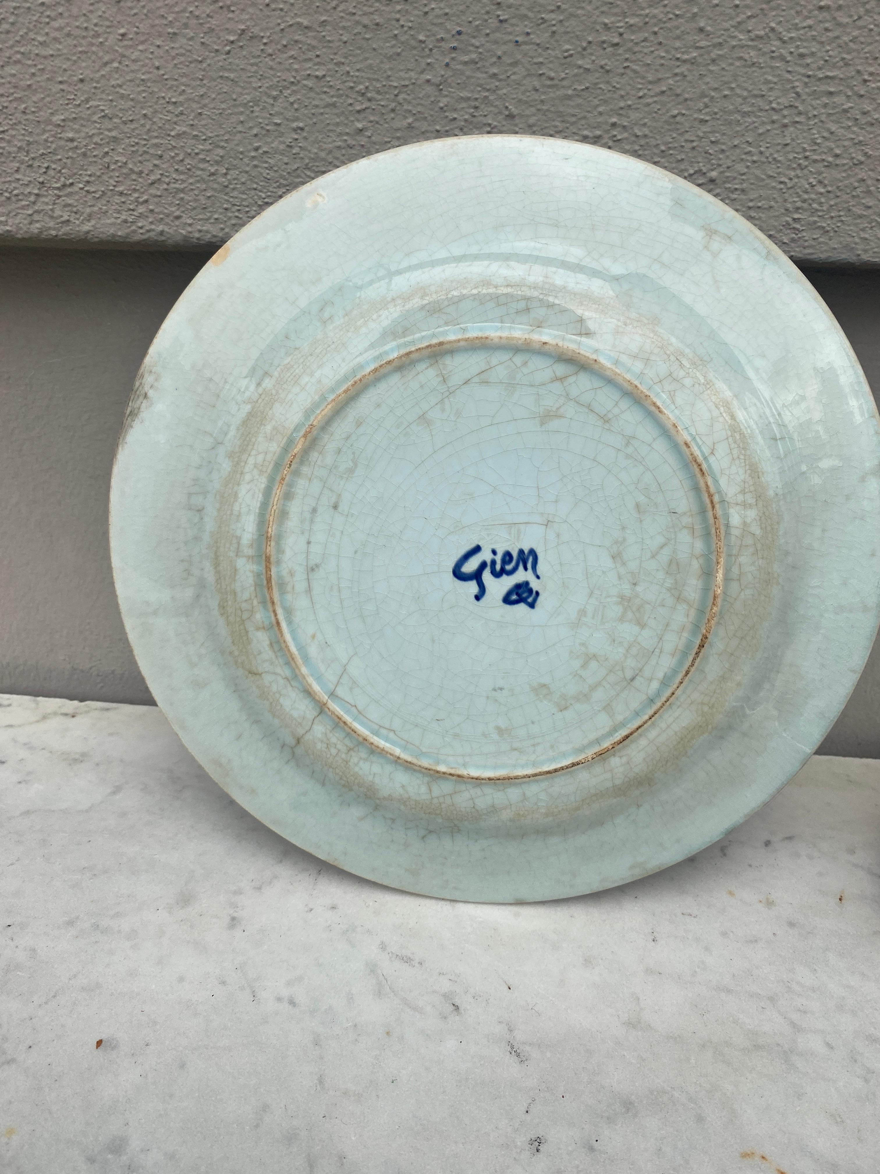Late 19th Century French Faience Blue & White Plate Gien For Sale
