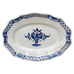French Faience Blue & White Platter Circa 1950