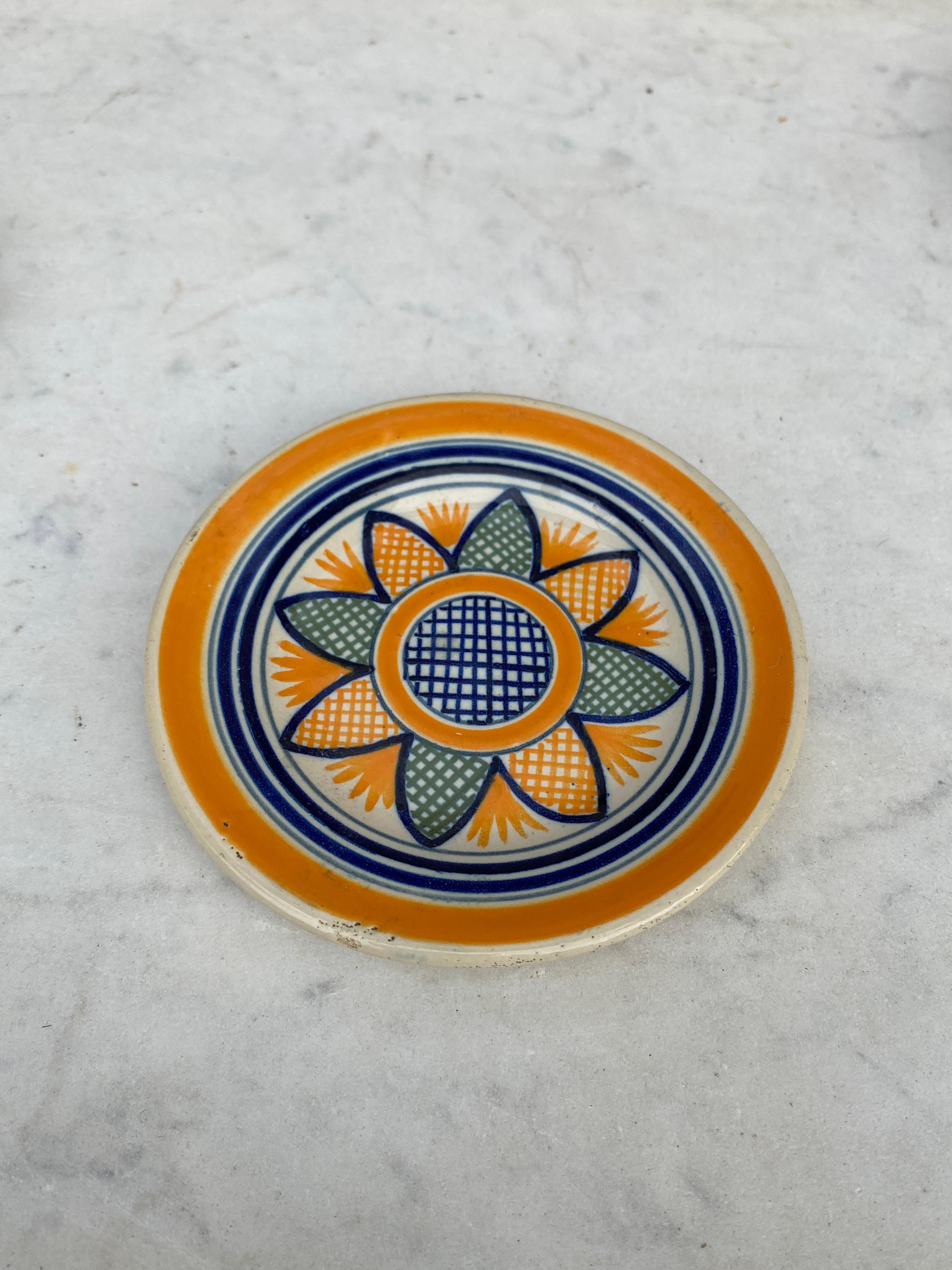 French Faience Butter Pat signed Henriot Quimper Circa 1930.