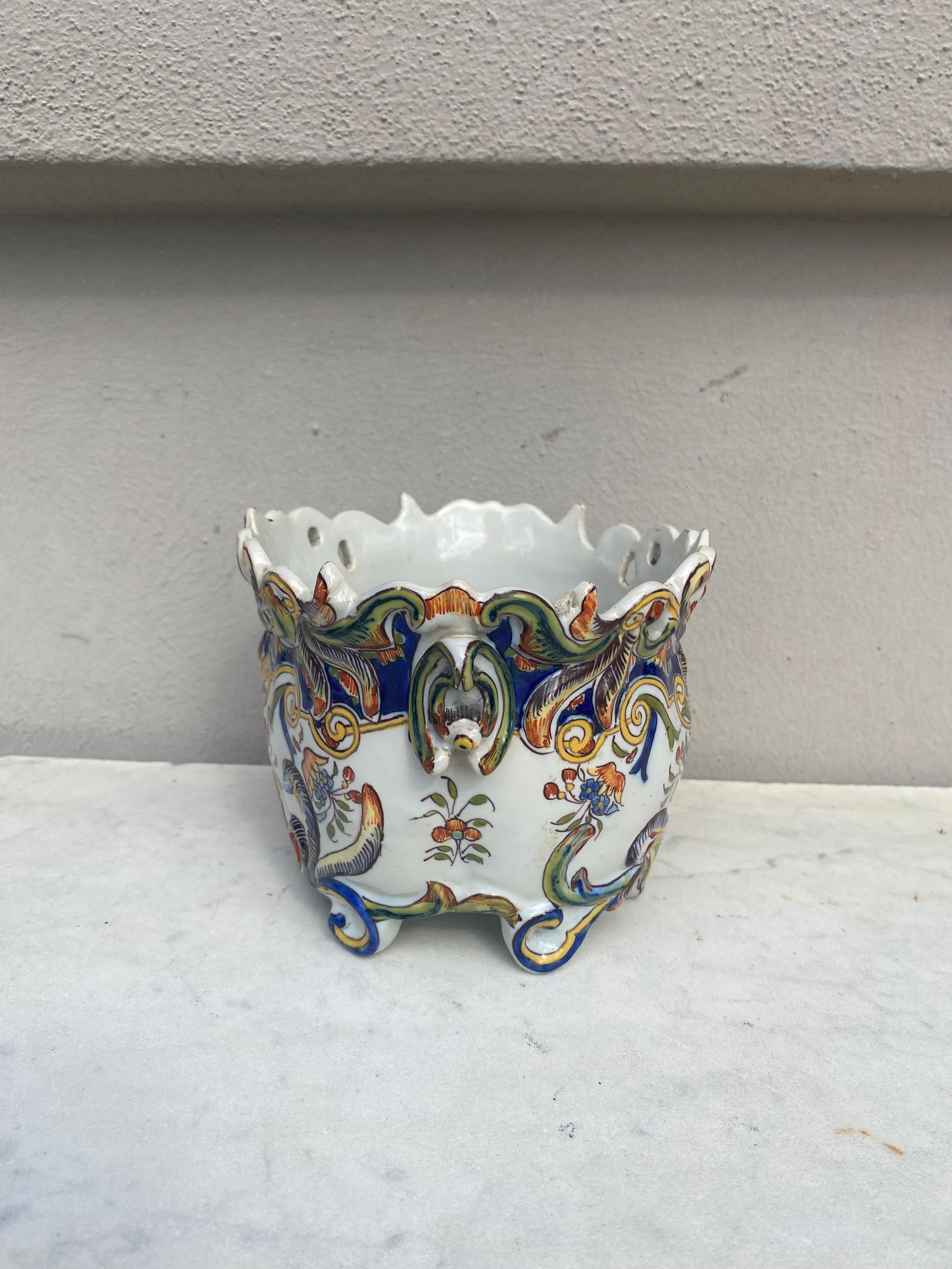 Early 20th Century French Faience Cache Pot Desvres Circa 1900 For Sale