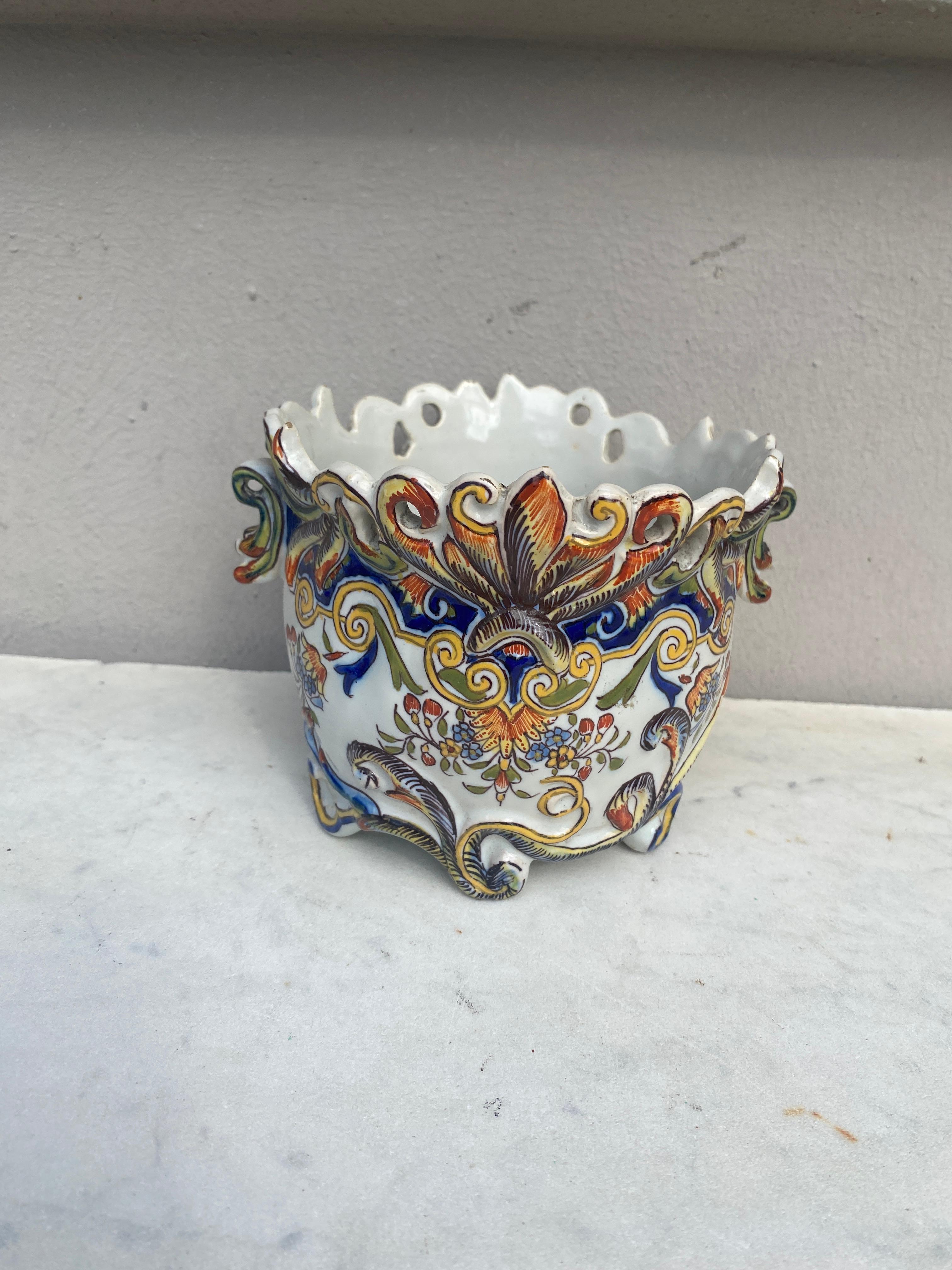 French Faience Cache Pot Desvres Circa 1900 For Sale 1