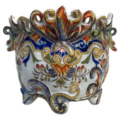 Maceta de loza francesa Desvres Circa 1900