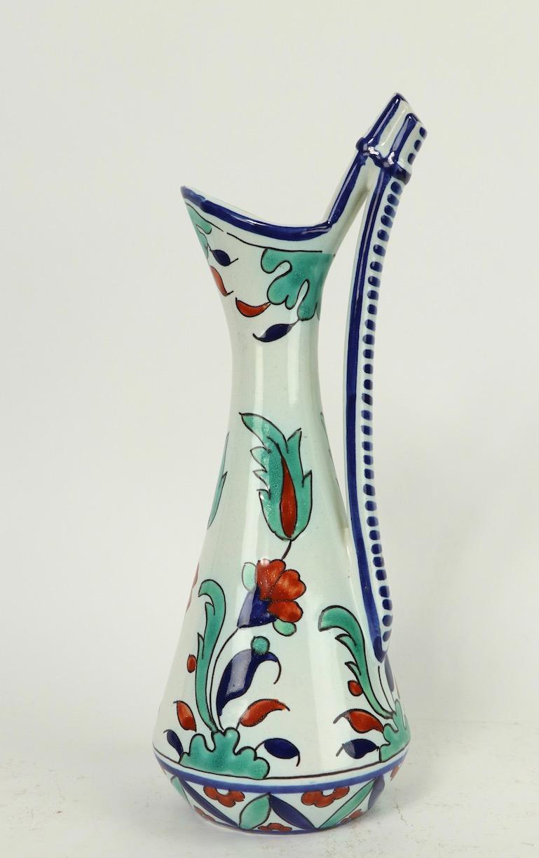 Very decorative ceramic jug by French master Henri Delcourt. This stunning example is in perfect condition, and fully and correctly marked on verso, as shown.