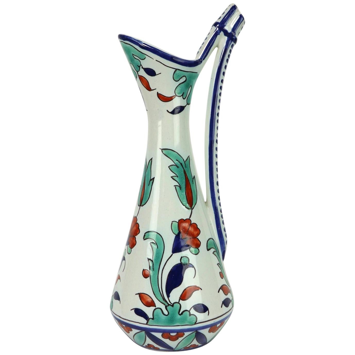 French Faience Ceramic Jug by Henri Delcourt