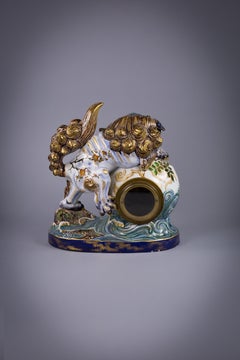 French Faience Chinoiserie Clock, Luneville, circa 1875