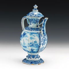 French Faience Covered Blue & White Jug