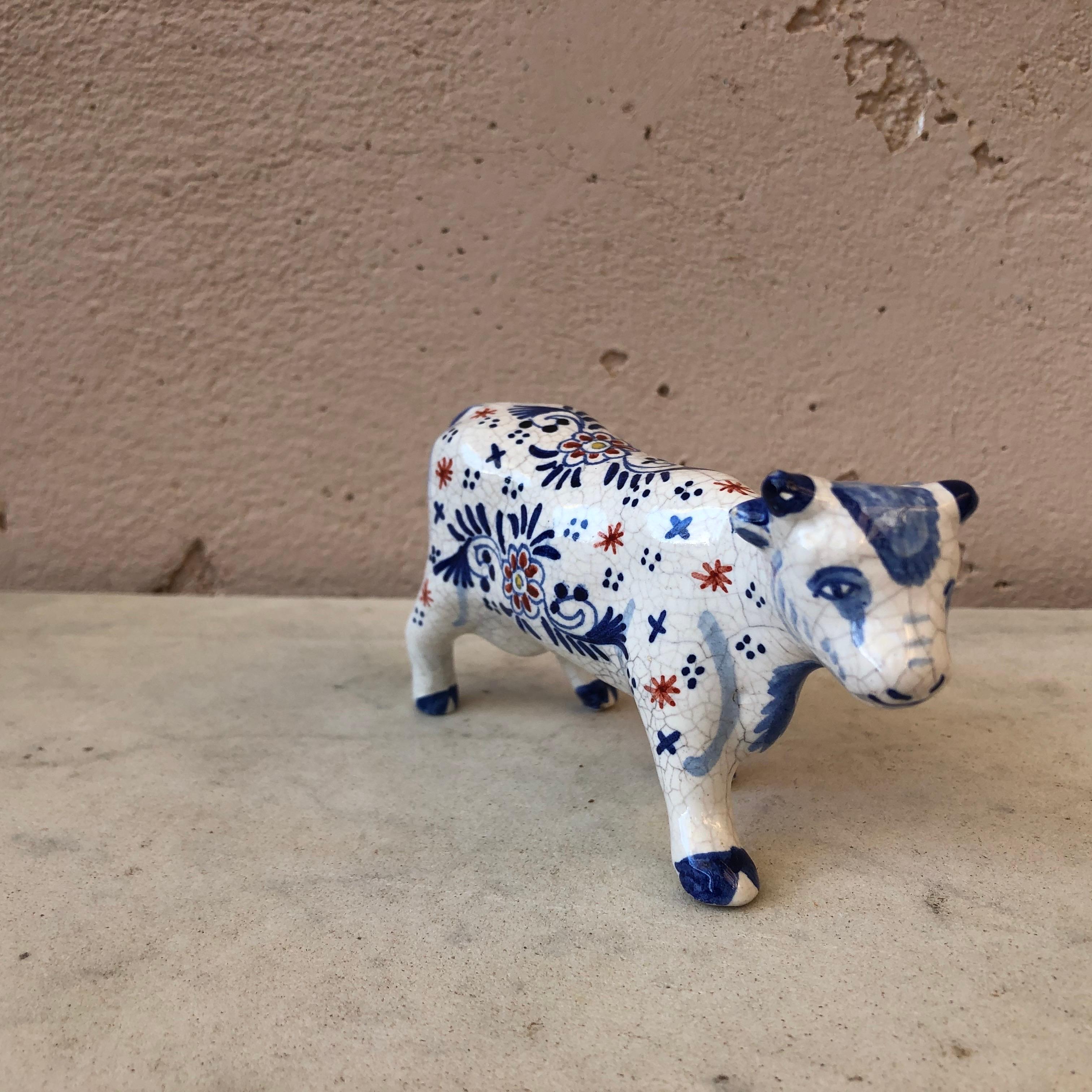 French Provincial French Faience Cow Desvres, circa 1910