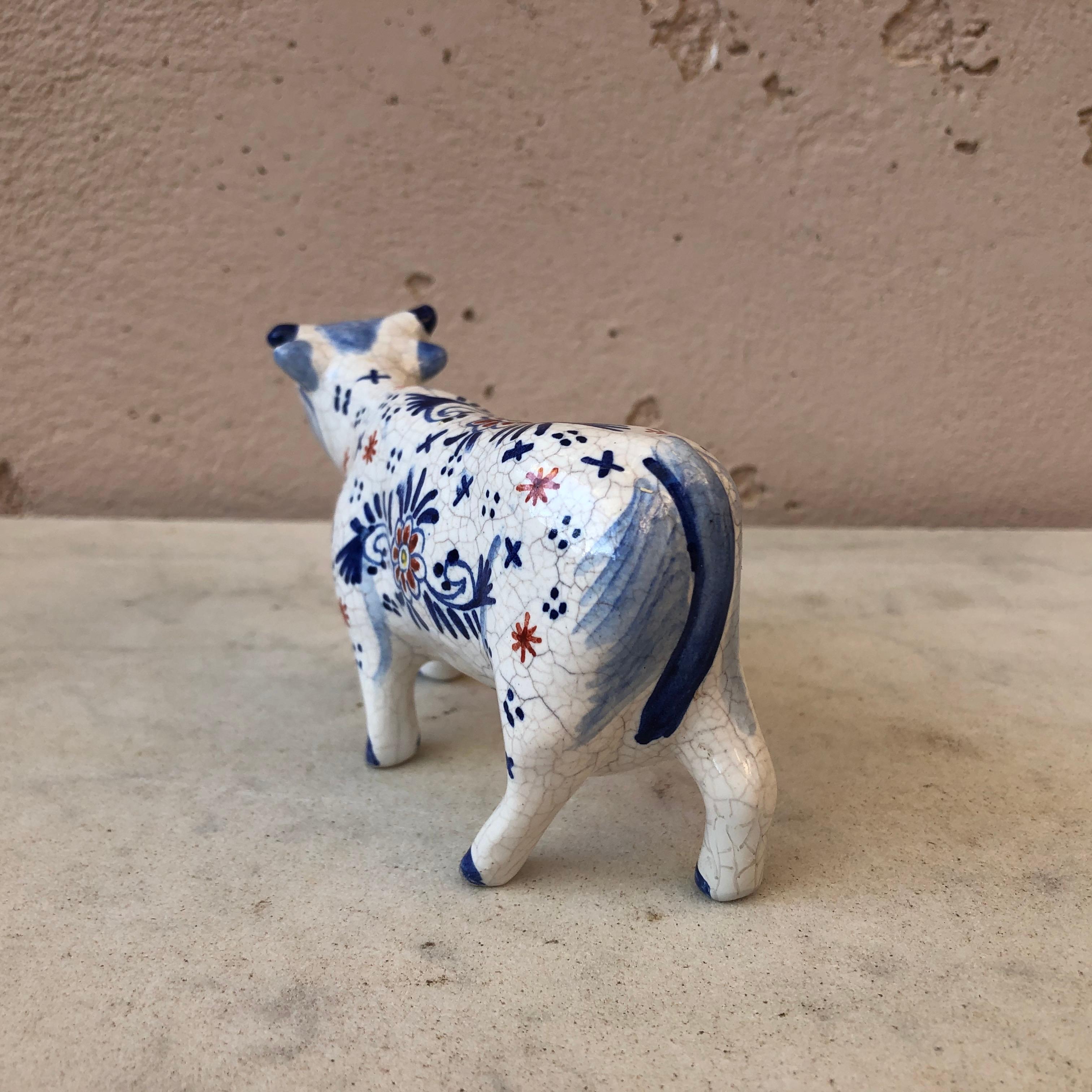 Early 20th Century French Faience Cow Desvres, circa 1910