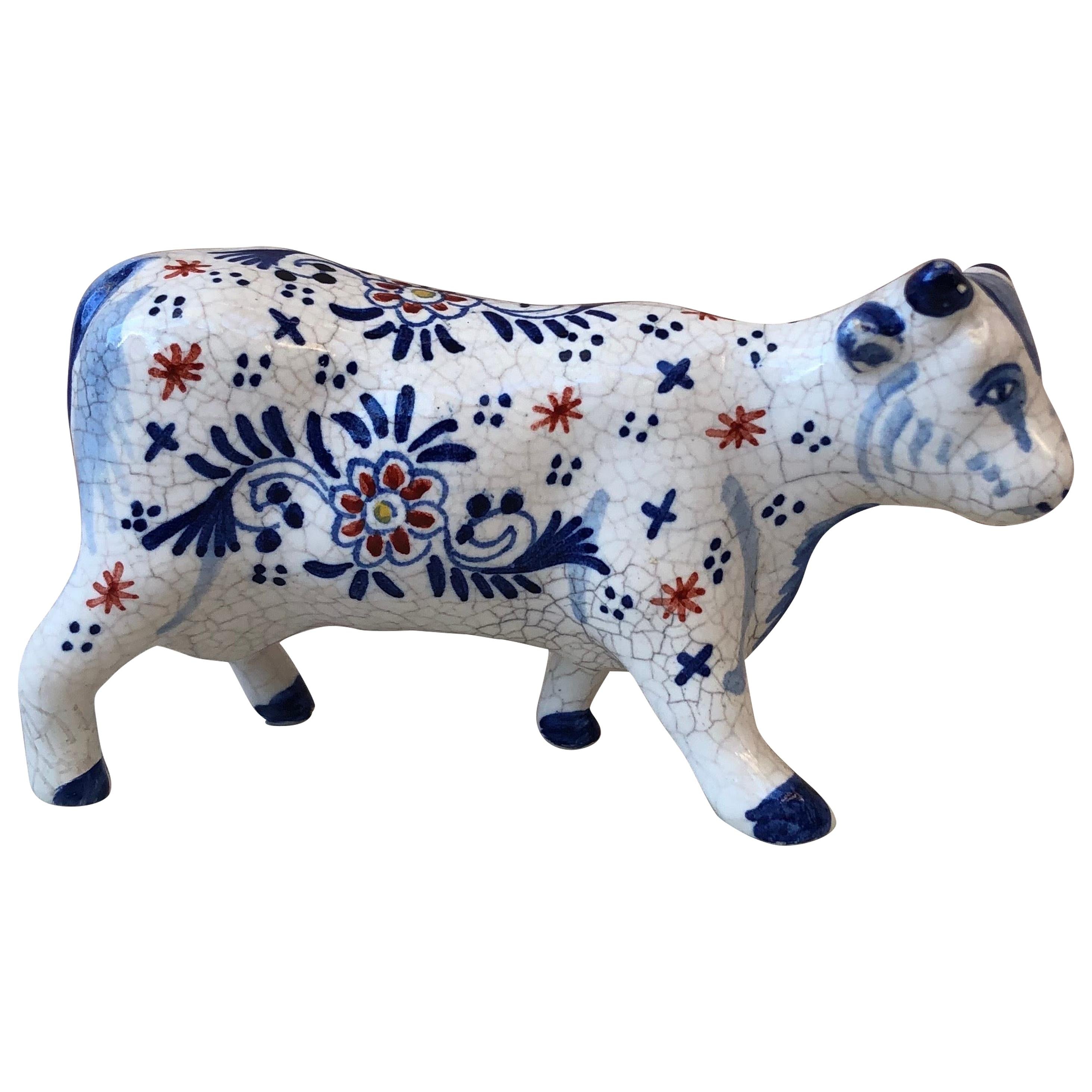 French Faience Cow Desvres, circa 1910