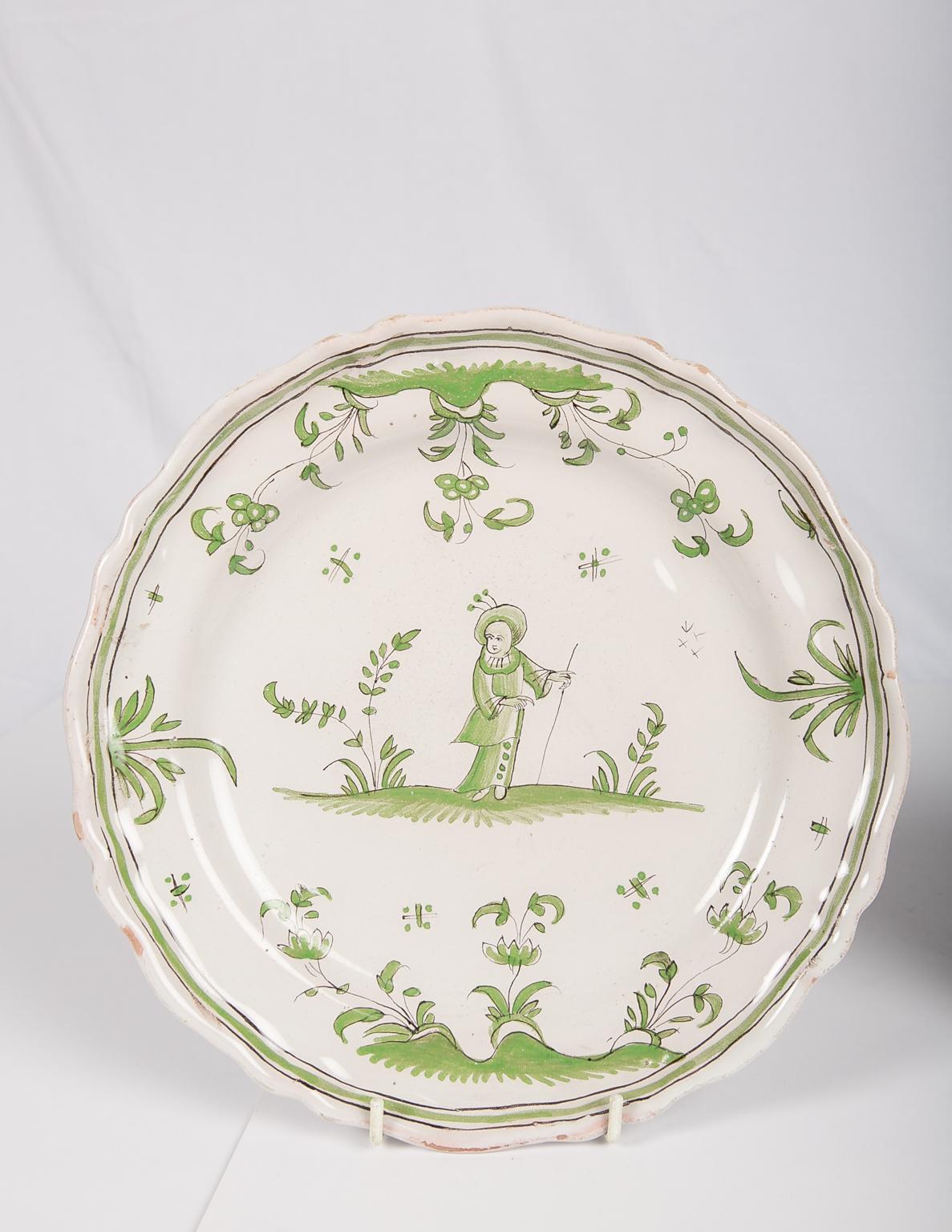 French Faience Dishes or Plates Made circa 1780 In Excellent Condition For Sale In Katonah, NY