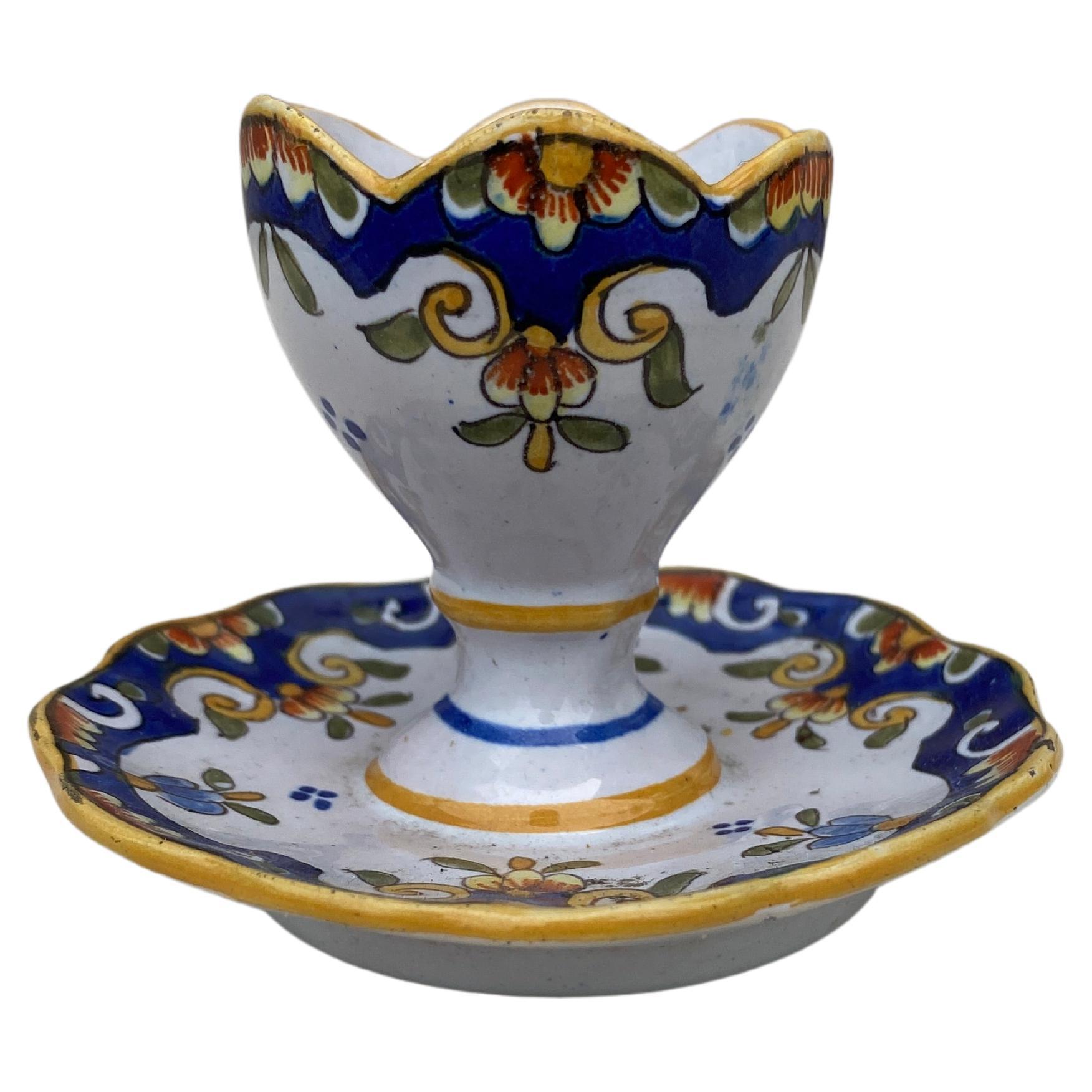 French Faience Egg Cup, circa 1900 For Sale