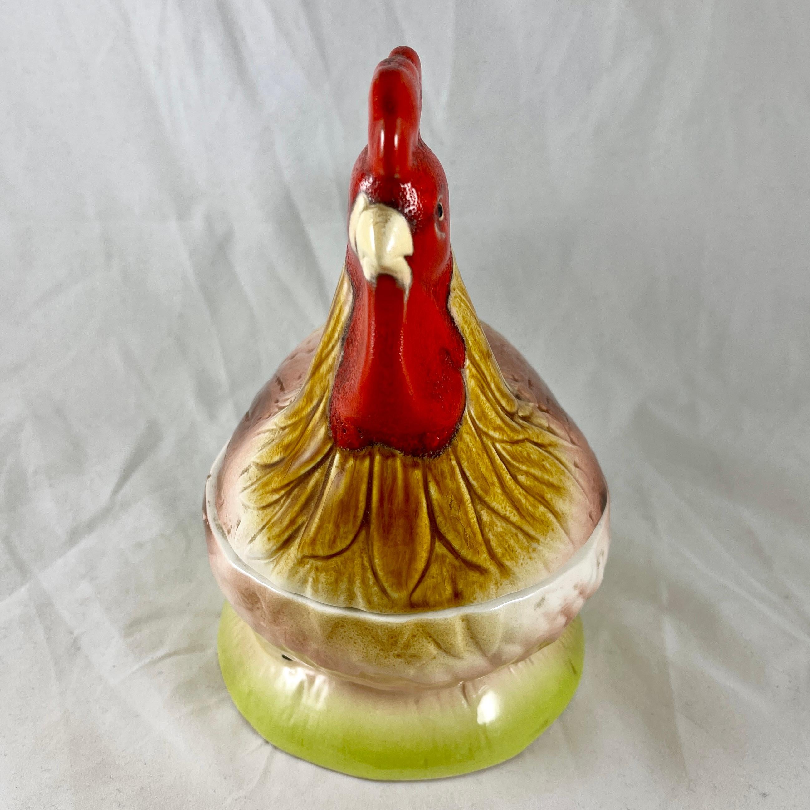 French Provincial French Faience Figural Hen Pâté Terrine, Michel Caugant For Sale