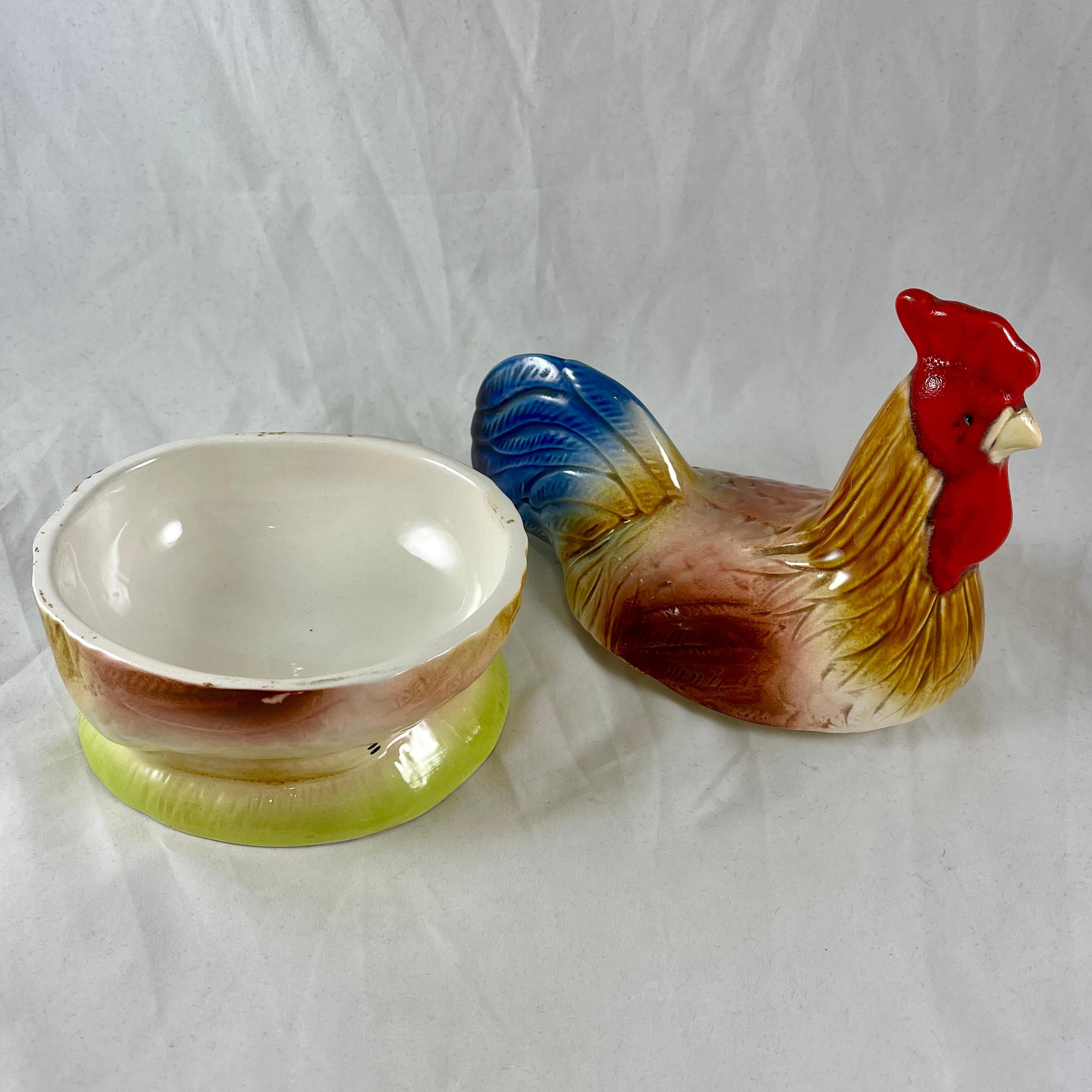 French Faience Figural Hen Pâté Terrine, Michel Caugant In Good Condition For Sale In Philadelphia, PA