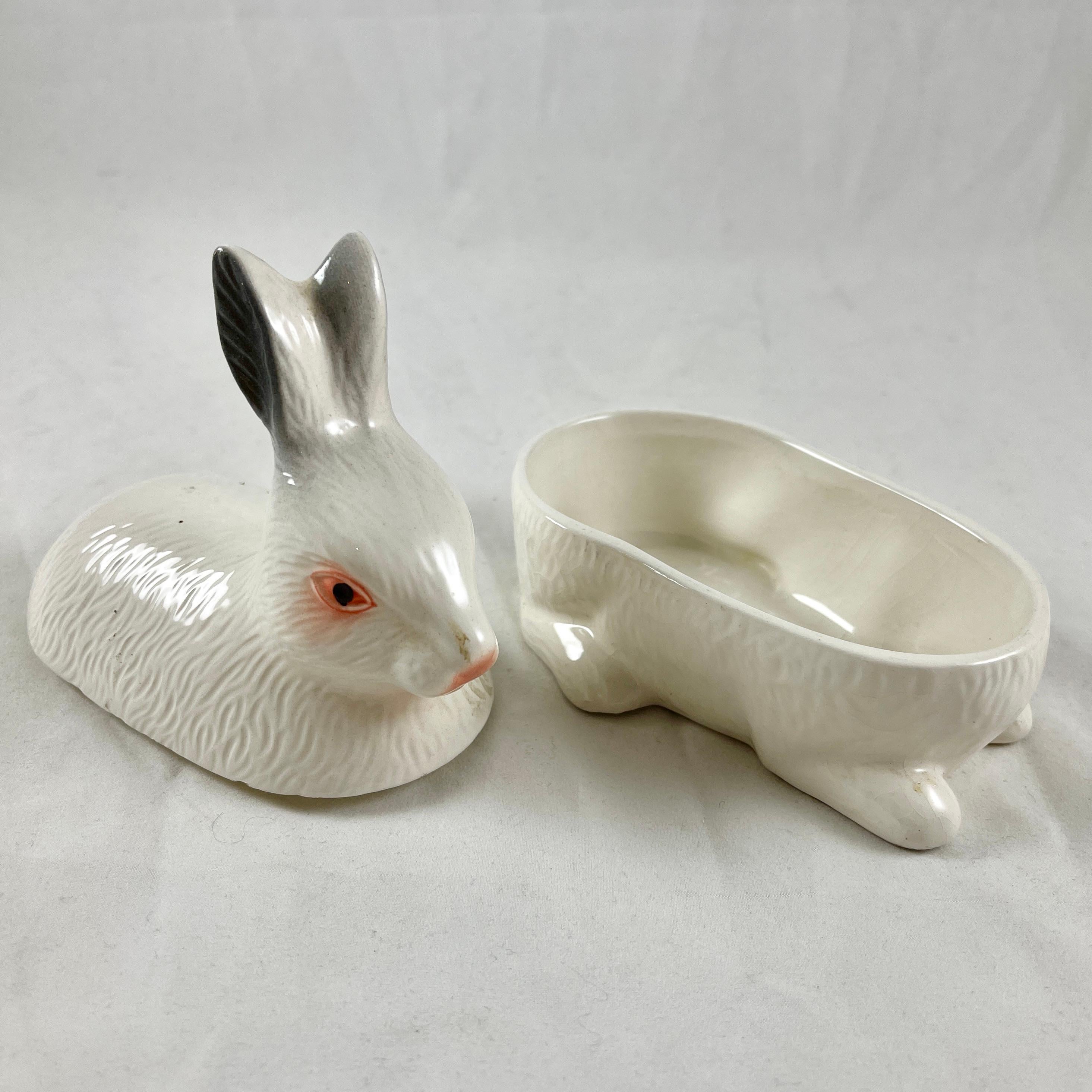 Ceramic French Faience Figural Rabbit Pâté Terrine, Michel Caugant For Sale