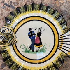 French Faience Fish Head Plate Henriot Quimper, circa 1940
