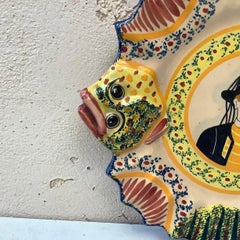French Faience Fish Head Plate Henriot Quimper, circa 1940