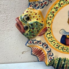 French Faience Fish Head Plate Henriot Quimper, circa 1940