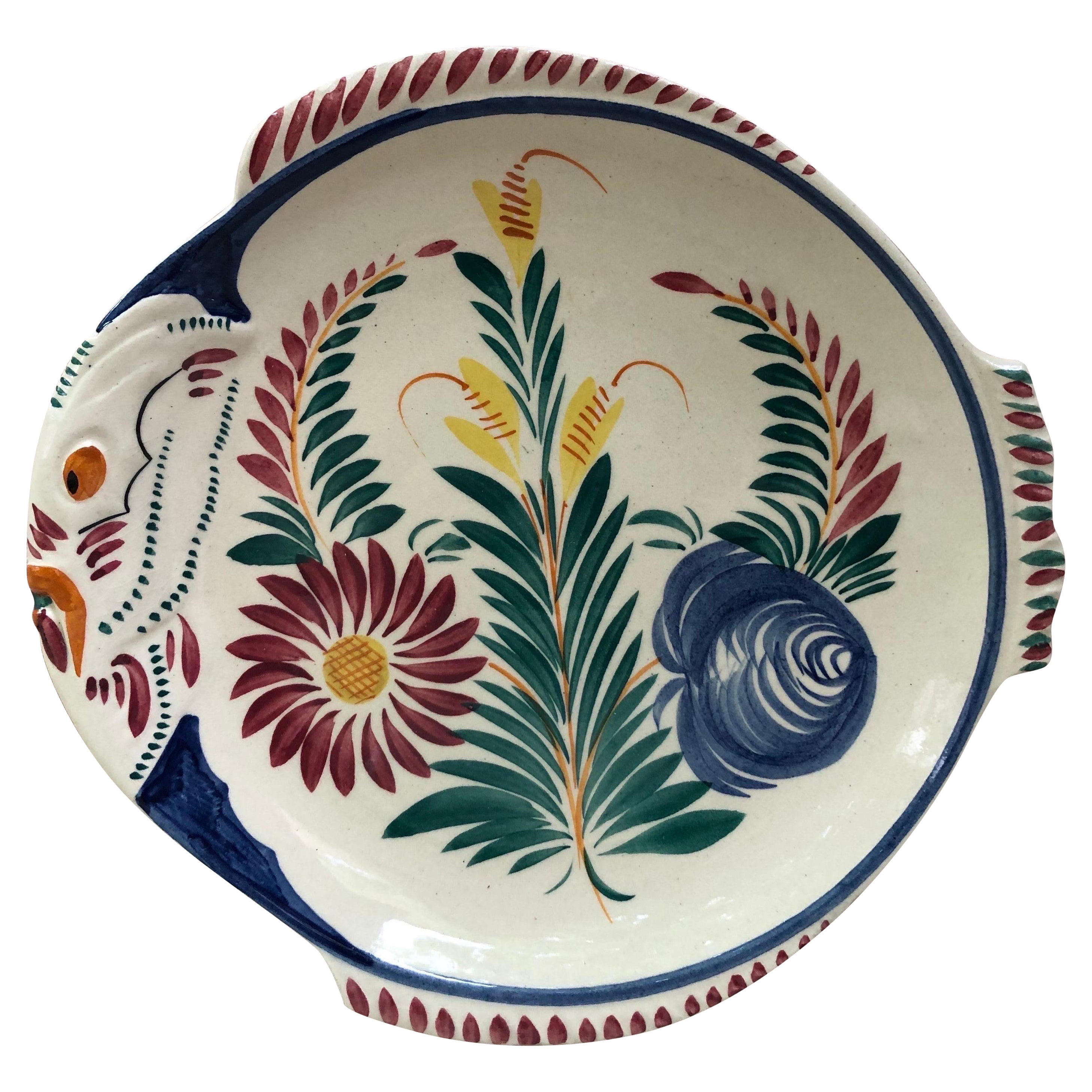 French Faience Fish Plate Quimper circa 1960
