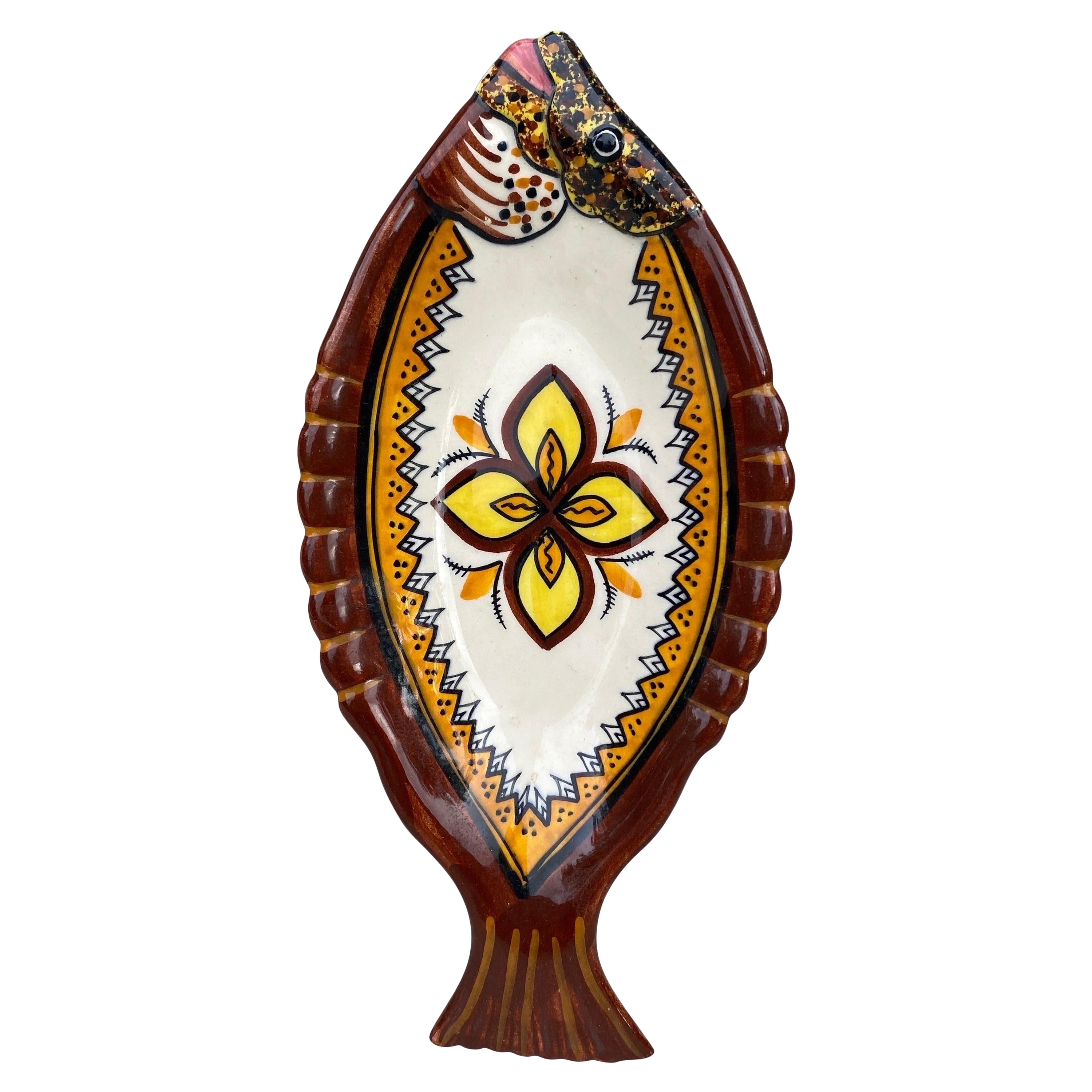 French Faience Fish Platter Henriot Quimper, Circa 1930