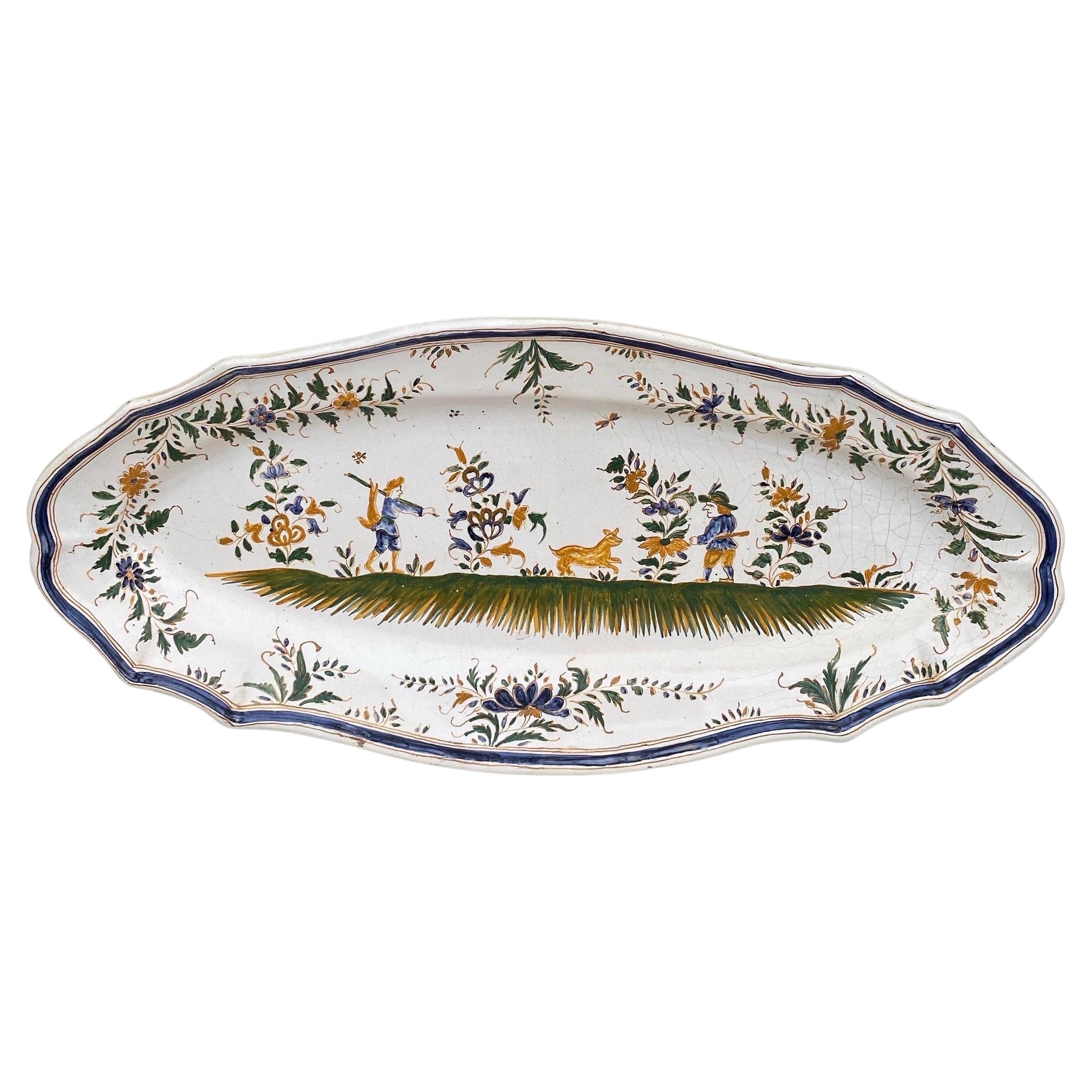 French Faience Fish Platter Moustiers Style Circa 1950