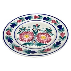 French Faience Floral Plate Henriot Quimper Circa 1950