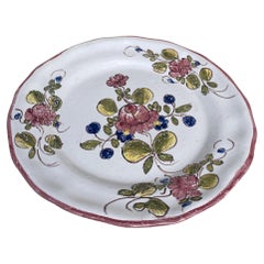 French Faience Flowers Plate Moustiers Style
