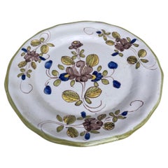 French Faience Flowers Plate Moustiers Style