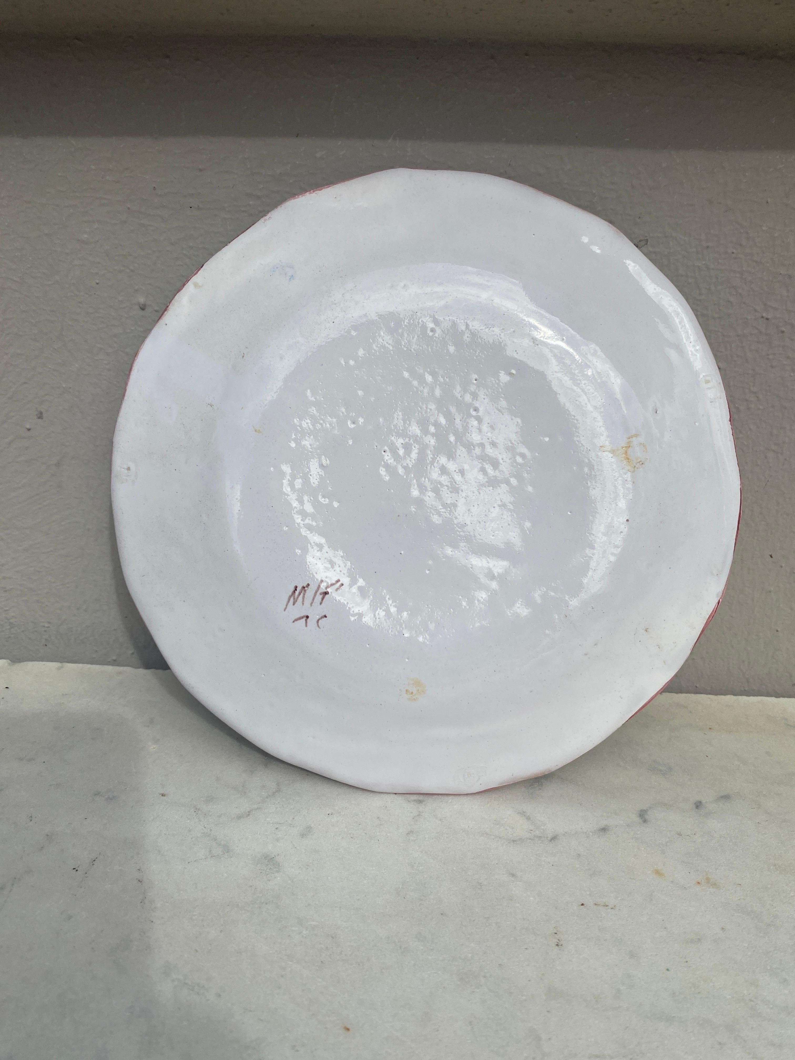 Mid-20th Century French Faience Flowers Plate Moustiers Style For Sale