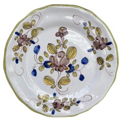 Vintage French Faience Flowers Plate Moustiers Style