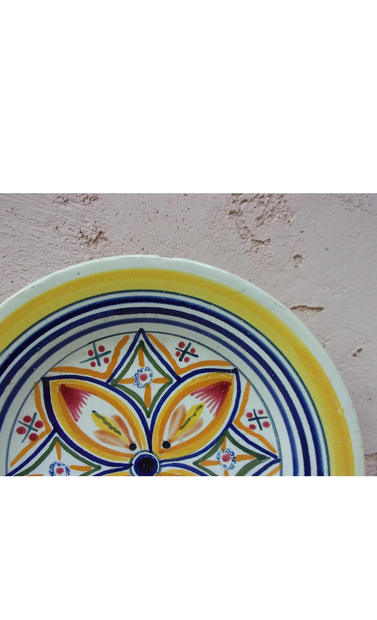 French Faience geometrical plate signed Henriot Quimper Circa 1930.