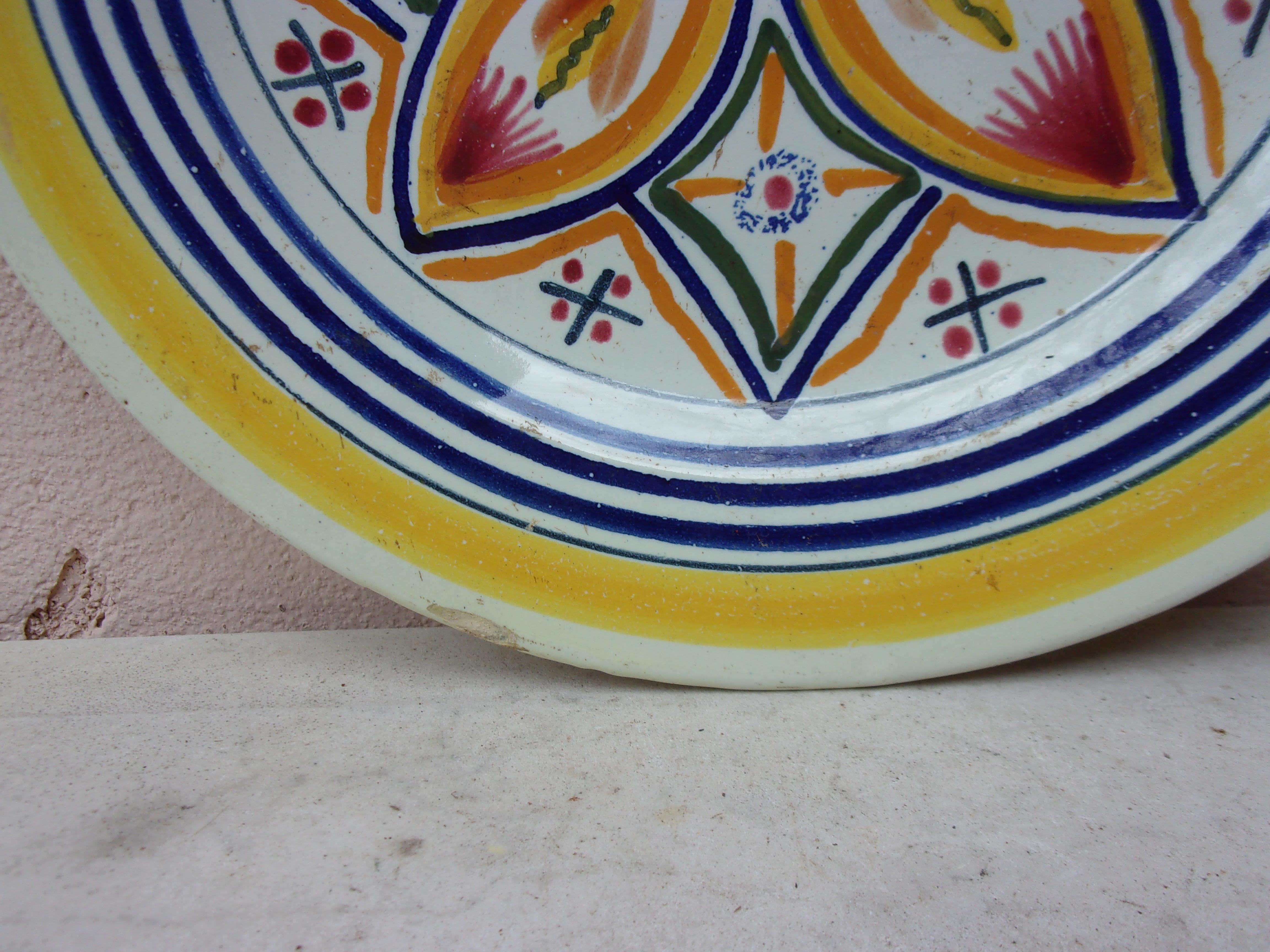 French Faience geometrical plate signed Henriot Quimper Circa 1930.