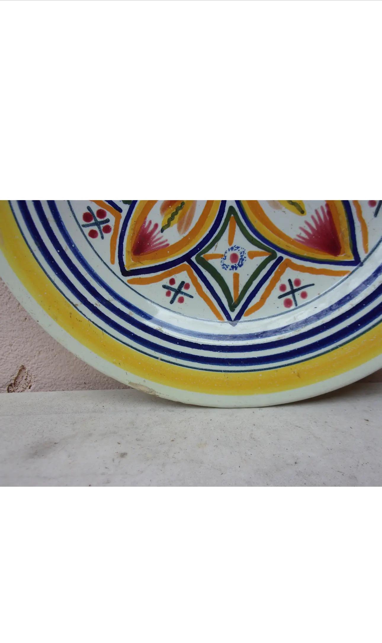 French Faience Geometrical Plate Henriot Quimper circa 1930 Rústico en venta