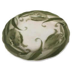 French Faience Green Tulip Plate Choisy Le Roi